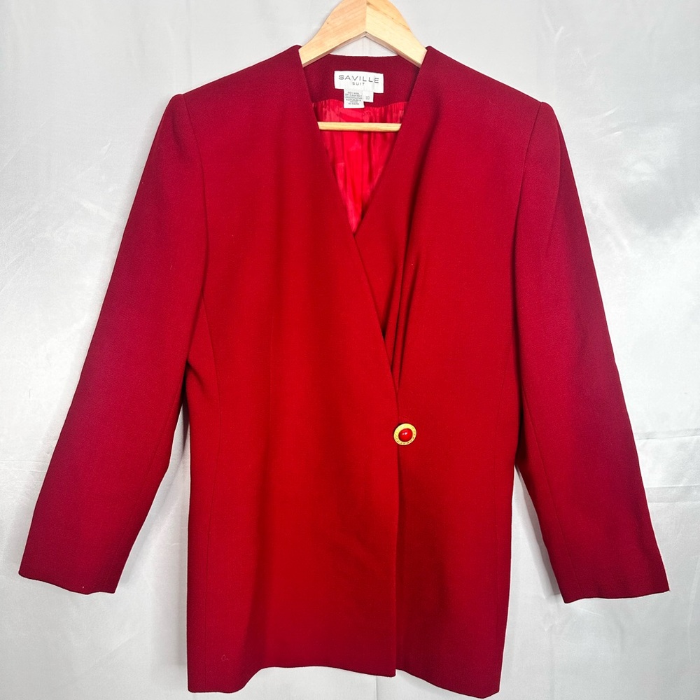 Saville Suit 100% Wool Red Blazer‎ Jacket Size M Classic Single Button